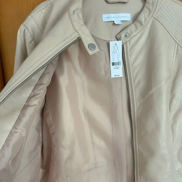 New York & Company Beige Leather Jacket - Picture 3 of 4